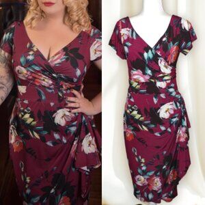 NWT Lady V London Elsie Faux Wrap Dress UK 14 US 10 Purple Floral